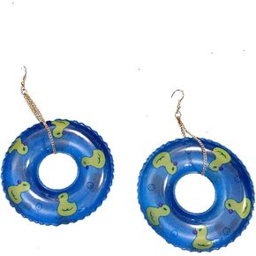 Lightweight Punk Circle Duck Swimming Ring Earrings Cute Big Summer Beach Statement Pool Party Earrings for Women Girls Holiday Vacation Jewelry in Kuwait