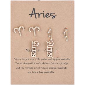 3 Pairs 12 Constellation Zodiac Sign Stud Earrings Star Astrology Horoscope Wish Card for Women Girls Birthday Anniversary Friendship Jewelry