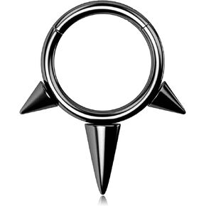 Melighting Spike Septum Ring 16G Septum Jewelry Hoop Stainless Steel 316L Cartilage Earring Hinged Spike Daith Piercing Jewelry for Women