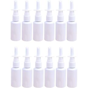 12 Pieces 30 ml Empty Plastic Nasal Spray Bottles Refillable Plastic Nasal Spray Bottles Pump Sprayer Mist Nose Spray Refillable Bottle, White