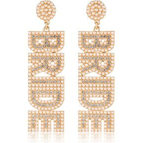 Bride Earrings, Rhinestone Bridal Earrings Drop BRIDE Earrings Beaded Dangle Crystal Wedding Bridal Jewelry Accessories for Women, Proposal, Engagement, Gift