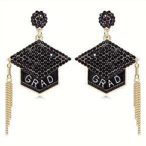 Graduation Earrings for Women Rhinestone Graduation Cap Earrings Delicate Graduation Hat Dangle Earrings with Tassels High School College Graduation Gifts for Her