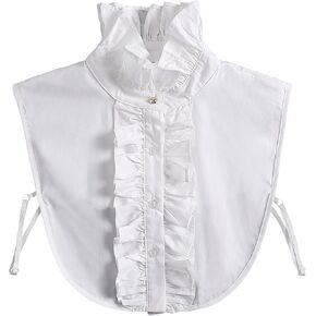 Joyci White Half Shirt False Collar Ruffle Decorative Fake Collar Detachable Layering Accessories