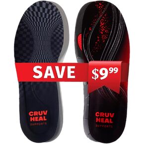 Cruvheal 220+lbs Strong Arch Support Insoles and Work Orthotic Insoles