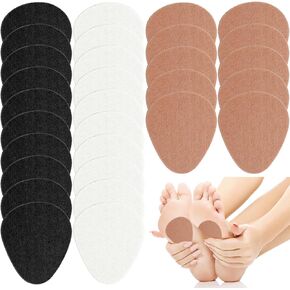30PCS Metatarsal Felt Feet Insert Pads 1/4 Inch Thick Cushion Pain Relief Forefoot Support Adhesive Foam Foot Cushion Pad for Men and Women(White, Black, Skin Color)
