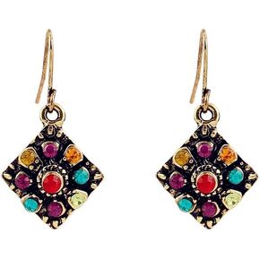 Usstore 1Pair Women Bohemian National Wind Retro Rhinestone Ear Stud Earrings Jewelry Eardrop Gift, Zinc in Kuwait
