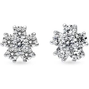 BERRICLE Sterling Silver Flower Cubic Zirconia CZ Stud Earrings for Women