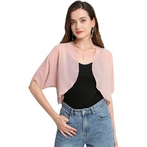 Women Shurg Soft Chiffon Sheer Bolero Shrug Open Front Short Sleeve Cardigans for Evening Dress