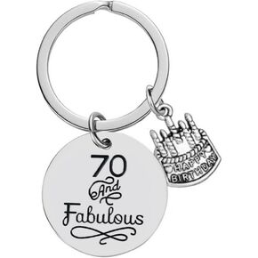 Xiyantiji 70th Birthday Gifts for Women Happy Birthday Keychain 70 Year Old Gifts for Women Mom Granadma Sister 70 Bday Gift Birthday Present - 70 and Fabulous Keychain Decorations