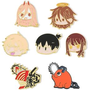 Makima Brooch Anime Cosplay Pins Hayakawa Aki Denji Power Character Cosplay Brooches Alloy Multi Accessories 7pcs, Medium, Metal, no gemstone in Kuwait
