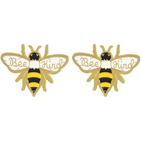 PartyKindom 2 Pieces Bee Pin Brooches Set, Fashion Breastpins Badge Brooch Button Collar Pins Jewelry Set for Backpack Clothes Hat Bags Jackets Decors Accessory