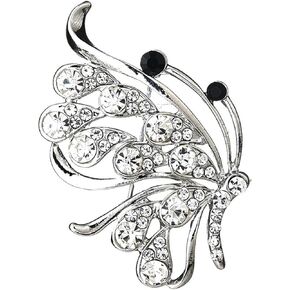 Rhinestone Buttefly Brooch Pin Clear Crystal Butterfly Insect Pin Elegant Silver Butterfly Corsage Brooch Vintage Wedding Bridal Lapel Pins Clothing Accessories Jewelry for Women Girls