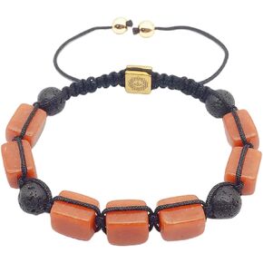 EDEN'S CALL Natural Crystal Stone Bracelet for Women Men Adjustable Macrame Round Lava Rock Beads Essential Oil Diffuser Bangle for Anxiety Relief Stress