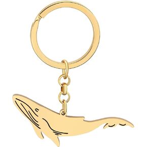 LONYOO Fun Whale Keychain Stainless Steel Car Key Handbag Keyring Ocean Animals Fish Gifts for Women Girls Kids Sea Charms
