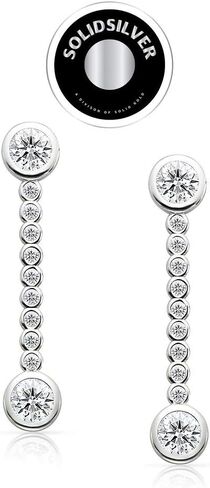 سوبيد سيلفر - اقراط مرصعة بدوائر من الفضة الاسترلينية مرصعة بحجر الزركونيا المكعب الشفاف للنساء والفتيات والمراهقين, معدن, مكعب زركونيا in Kuwait