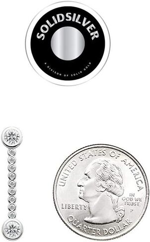 سوبيد سيلفر - اقراط مرصعة بدوائر من الفضة الاسترلينية مرصعة بحجر الزركونيا المكعب الشفاف للنساء والفتيات والمراهقين, معدن, مكعب زركونيا in Kuwait