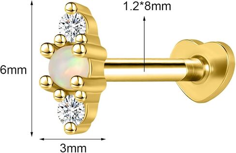 AoedeJ أقراط أوبال من الفضة الإسترليني للنساء 16 جرام أقراط مسطحة الظهر أوبال أقراط مسطحة الظهر أقراط مترابطة داخليًا للنساء in Kuwait