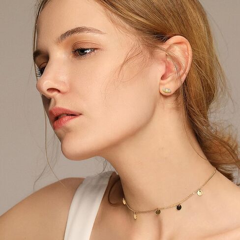 AoedeJ أقراط أوبال من الفضة الإسترليني للنساء 16 جرام أقراط مسطحة الظهر أوبال أقراط مسطحة الظهر أقراط مترابطة داخليًا للنساء in Kuwait