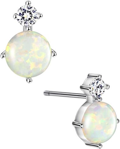 أقراط الماس أوبال مسمار تشيكوسلوفاكيا 925 الفضة الاسترليني أقراط جوهرة أكتوبر للنساء الفتيات in Kuwait