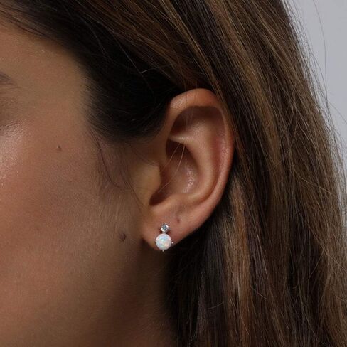 أقراط الماس أوبال مسمار تشيكوسلوفاكيا 925 الفضة الاسترليني أقراط جوهرة أكتوبر للنساء الفتيات in Kuwait