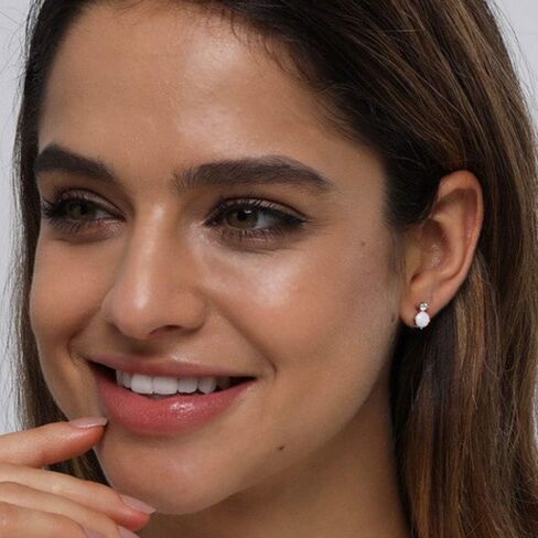 أقراط الماس أوبال مسمار تشيكوسلوفاكيا 925 الفضة الاسترليني أقراط جوهرة أكتوبر للنساء الفتيات in Kuwait