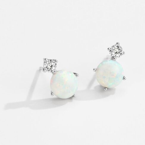 أقراط الماس أوبال مسمار تشيكوسلوفاكيا 925 الفضة الاسترليني أقراط جوهرة أكتوبر للنساء الفتيات in Kuwait