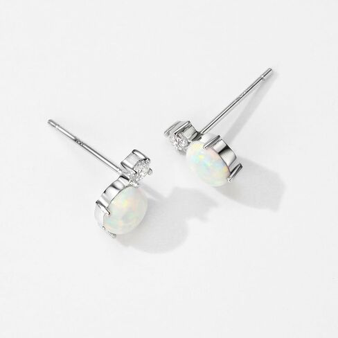 أقراط الماس أوبال مسمار تشيكوسلوفاكيا 925 الفضة الاسترليني أقراط جوهرة أكتوبر للنساء الفتيات in Kuwait