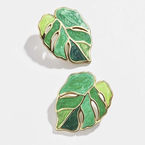 Palm Leaf Earrings for Women Green Leaf Earrings Monstera Leaf Stud Earring Statement Earrings Leaves Plant Earrings Enamel Jewelry Gifts for Women Girls in Saudi Arabia