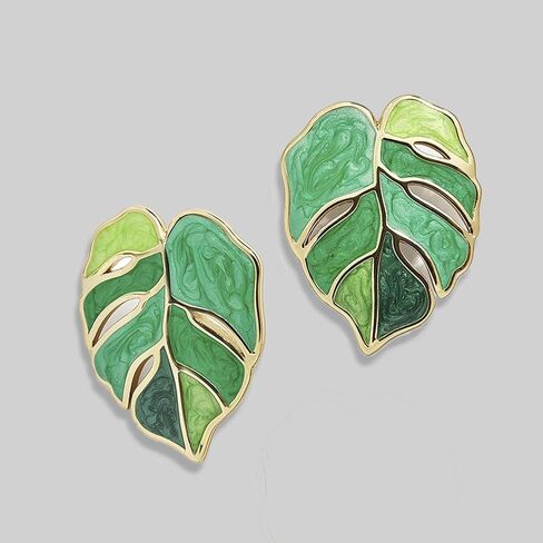 Palm Leaf Earrings for Women Green Leaf Earrings Monstera Leaf Stud Earring Statement Earrings Leaves Plant Earrings Enamel Jewelry Gifts for Women Girls in Saudi Arabia
