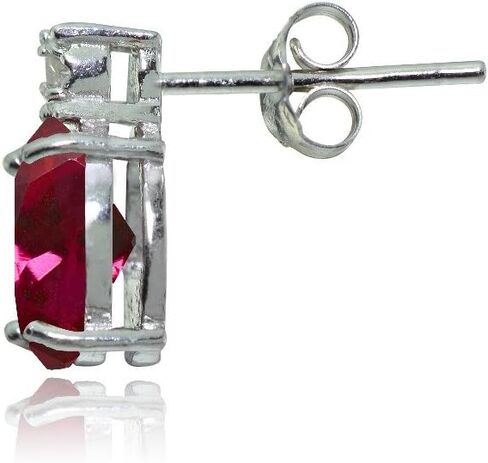 Sterling Silver Genuine or Created Gemstone Oval Drop Stud Earrings in Kuwait