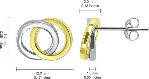 Hoops & Loops 925 Sterling Silver Double Interlocking Circles Dainty Polished Stud Earrings for Women and Teen Girls in Saudi Arabia