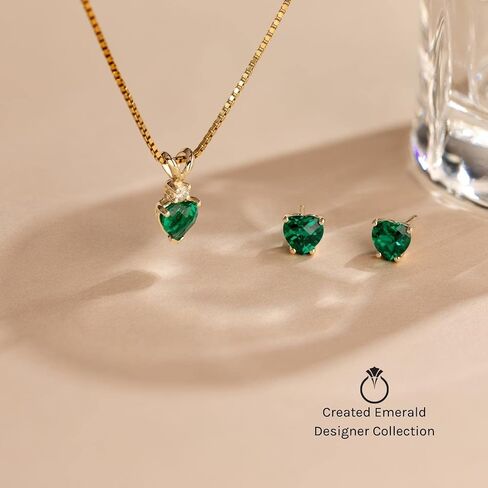 Peora Created Emerald Stud Earrings for Women in 14K White Gold, Classic Solitaire, Cushion Cut 6mm, 1.75 Carats total, Friction Back in Saudi Arabia