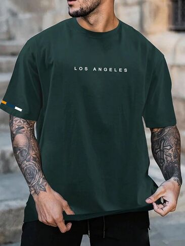 SOLY HUX Men's Letter Graphic Tee Tops Vintage Short Sleeve Crew Neck T Shirts Summer in Saudi Arabia