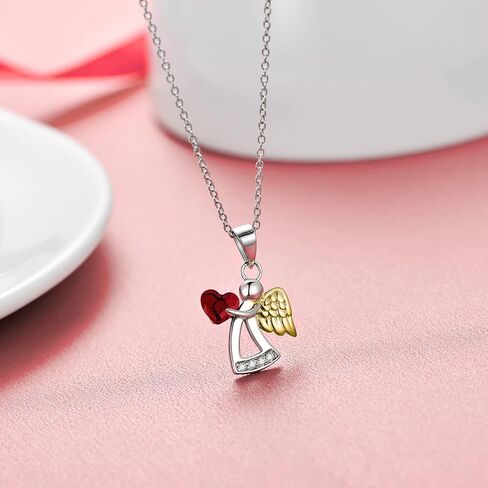 AOBOCO 925 Sterling Silver Guardian Angel Necklace, Birthday Baptism Communion Gifts for Girls Daughter in Saudi Arabia