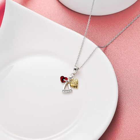 AOBOCO 925 Sterling Silver Guardian Angel Necklace, Birthday Baptism Communion Gifts for Girls Daughter in Saudi Arabia