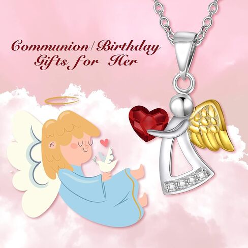 AOBOCO 925 Sterling Silver Guardian Angel Necklace, Birthday Baptism Communion Gifts for Girls Daughter in Saudi Arabia