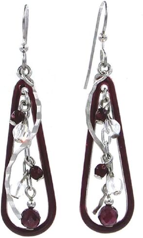 أقراط على شكل دمعة من سيلفر فوريست باللون العنابي، NE-1693 in Kuwait