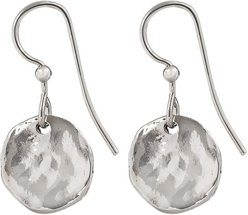 اقراط سبيريت باي سيلفر فوريست فضية اللون صغيرة على شكل قرص مطروق متدلي، معدن، بدون احجار كريمة, معدن, لا أحجار كريمة in Kuwait