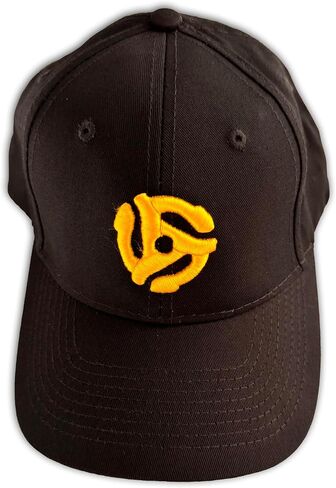 BTC Universe LLC 45 RPM Record Adapter Baseball Cap Black with Yellow 3D Puff Embroidery in Kuwait