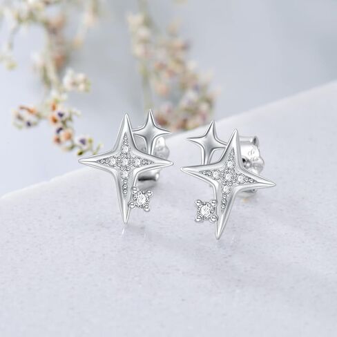 أقراط نجمة القمر 925 من الفضة الإسترلينية لا تسبب الحساسية أقراط متدلية مجوهرات هدايا للنساء والفتيات in Kuwait