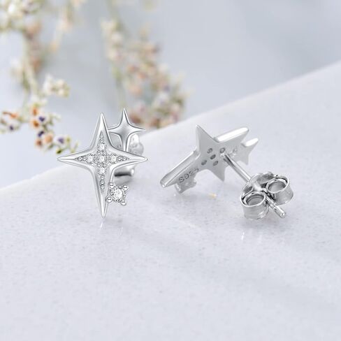 أقراط نجمة القمر 925 من الفضة الإسترلينية لا تسبب الحساسية أقراط متدلية مجوهرات هدايا للنساء والفتيات in Kuwait