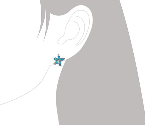 الجنيه الاسترليني الفضة الاصطناعية العقيق الأزرق Plumeria نجم البحر أقراط in Kuwait