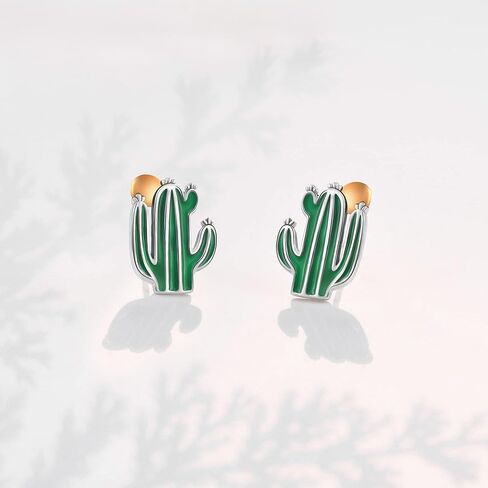 925 Sterling Silver Stud Earring Cactus/Mushroom/Frog/Ladybug/Sun and Moon Flower/Skull/Bear/Whale Earrings Sterling Silver Jewelry for Women in Saudi Arabia