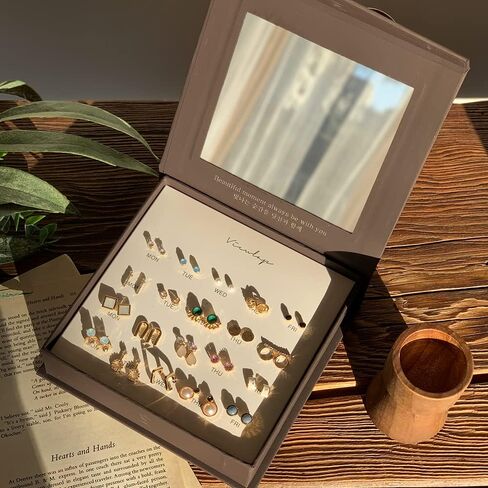 Viewlap Premium Earring For A Month Mirror Box 20pairs Stud Set Earrings for Women, Fashion Jewelry for Special Moments Christmas Valentines Mother's day Gift (+with gift box) in Saudi Arabia