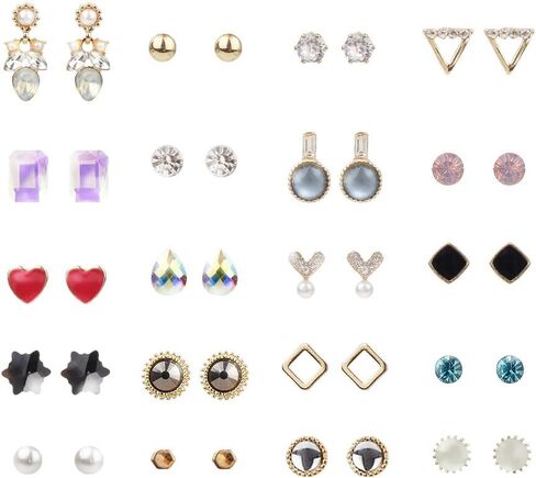 حلق مميز من Viewlap لمدة شهر، صندوق مرآة مكون من 20 زوجًا من الأقراط للنساء، مجوهرات عصرية للحظات خاصة وعيد الميلاد وعيد الحب وعيد الأم (+ مع صندوق هدايا) in Kuwait