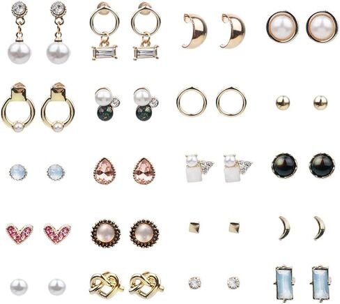 Viewlap Premium Earring For A Month Mirror Box 20pairs Stud Set Earrings for Women, Fashion Jewelry for Special Moments Christmas Valentines Mother's day Gift (+with gift box) in Saudi Arabia