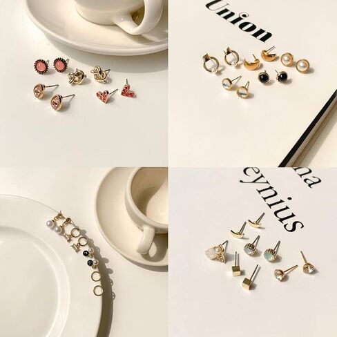 Viewlap Premium Earring For A Month Mirror Box 20pairs Stud Set Earrings for Women, Fashion Jewelry for Special Moments Christmas Valentines Mother's day Gift (+with gift box) in Saudi Arabia
