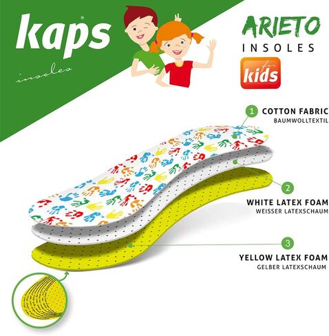 Kaps Arieto Cut to Fit Quality Shoe Insoles for Kids, Breathable Prevent Blisters Calluses and Smell Fresh in Saudi Arabia