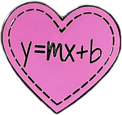 Algebraic Equation Brooch Pink Heart Badge Math Theme Enamel DIY Crafts for Shirt Canvas Bag Decoration Jewelry Gift for Lover Students Friends in Saudi Arabia