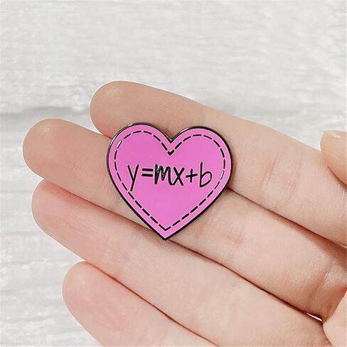 Algebraic Equation Brooch Pink Heart Badge Math Theme Enamel DIY Crafts for Shirt Canvas Bag Decoration Jewelry Gift for Lover Students Friends in Saudi Arabia